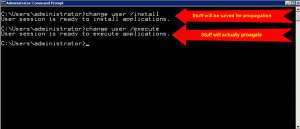 change user install terminal server